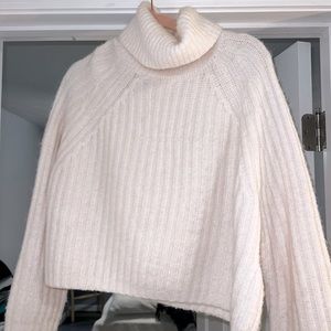 Pink ZARA cropped turtle neck sweater